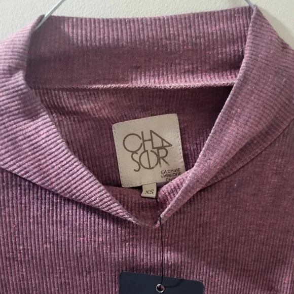 CHASER NWT WOMENS XS TOP RIBBED PURPLE - Picture 2 of 7